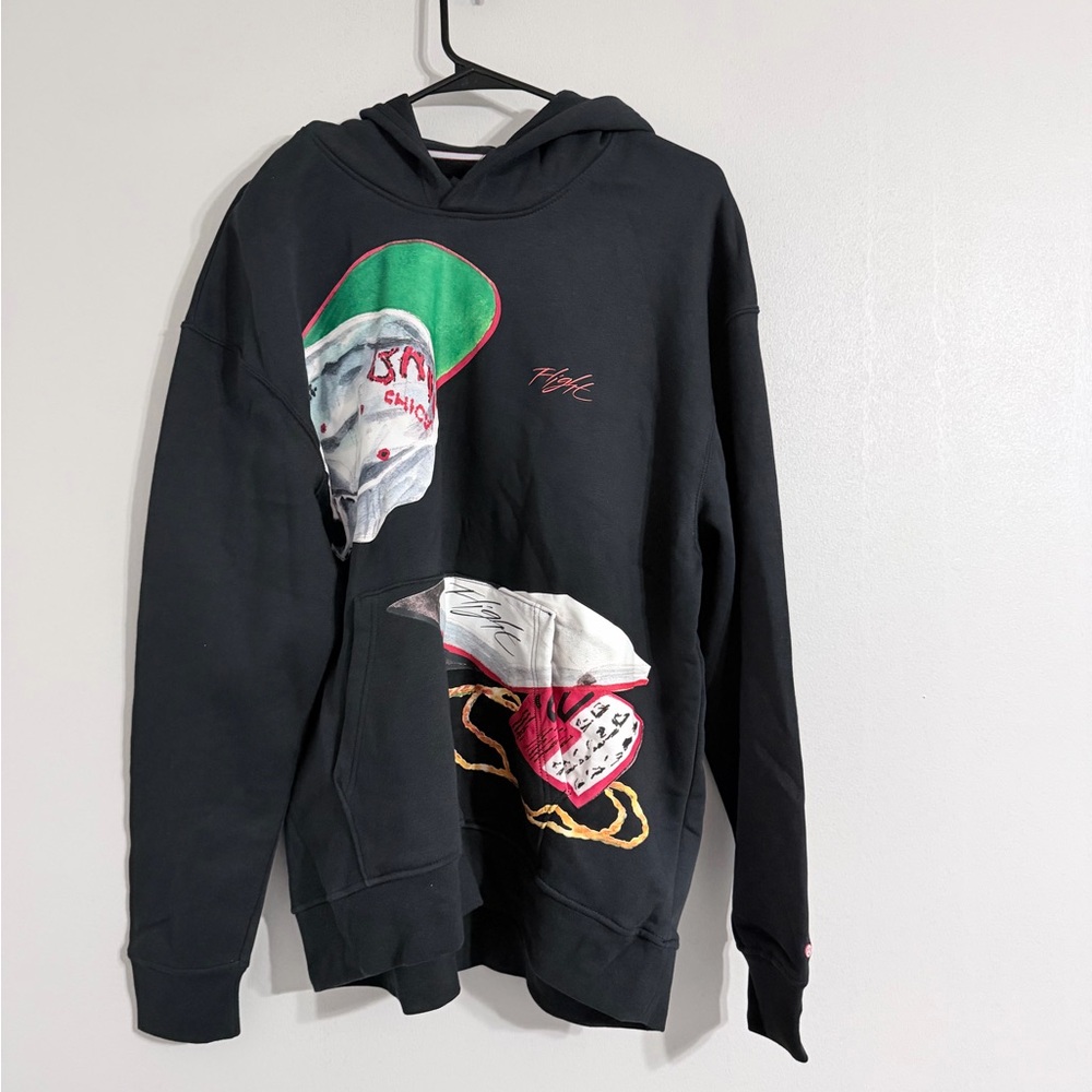 Jordan Black Hoodie with Green, Red and White Graphics